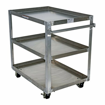 VESTIL Aluminum Service Cart, 3 Shelves, 28x40, Aluminum, 3 Shelves, 660 lb SCA3-2840